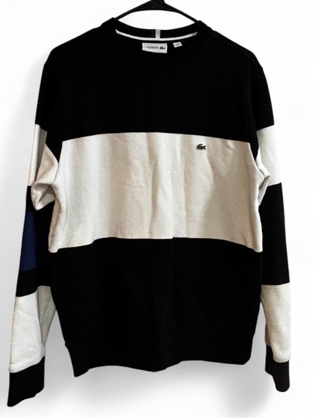 Lacoste Men’s Black, White & Navy Block Crewneck Sweater